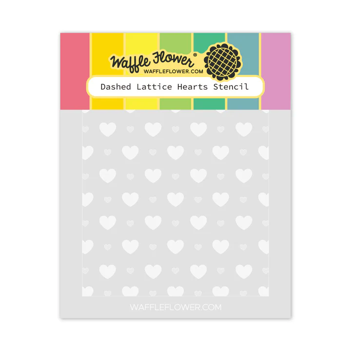 Waffle Flower - Dashed Lattice Hearts Stencil