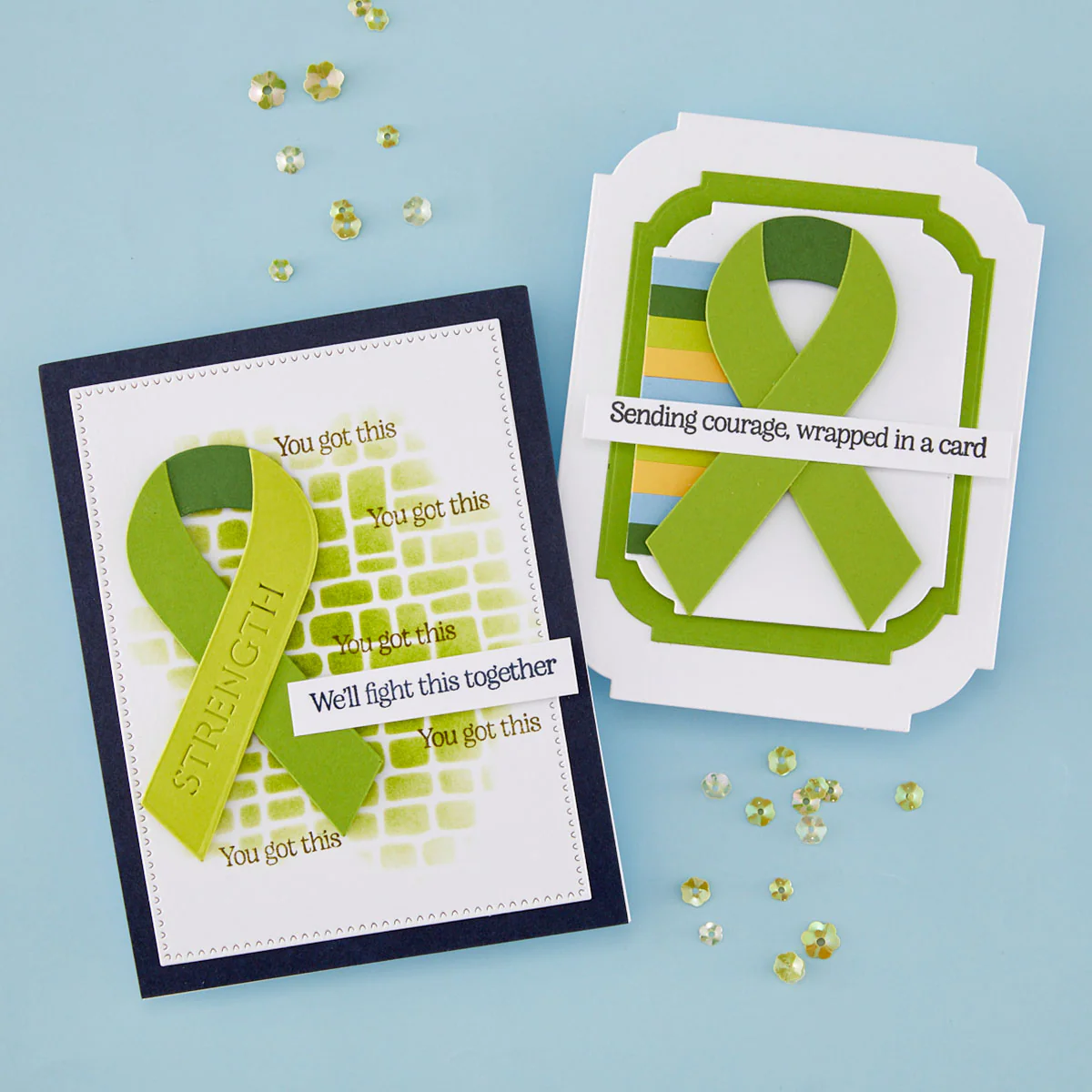 Spellbinders - Awareness Ribbon and Sentiments Stamp & Die Bundle