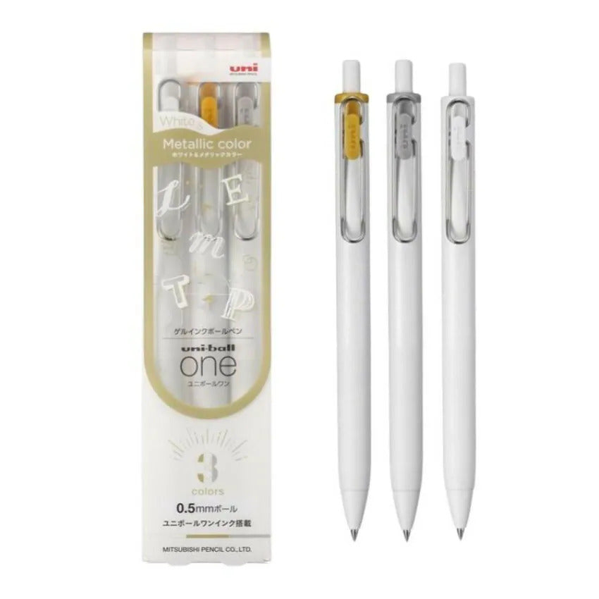 Uni-Ball One - Retractable Gel Pens - Metallic 3pk