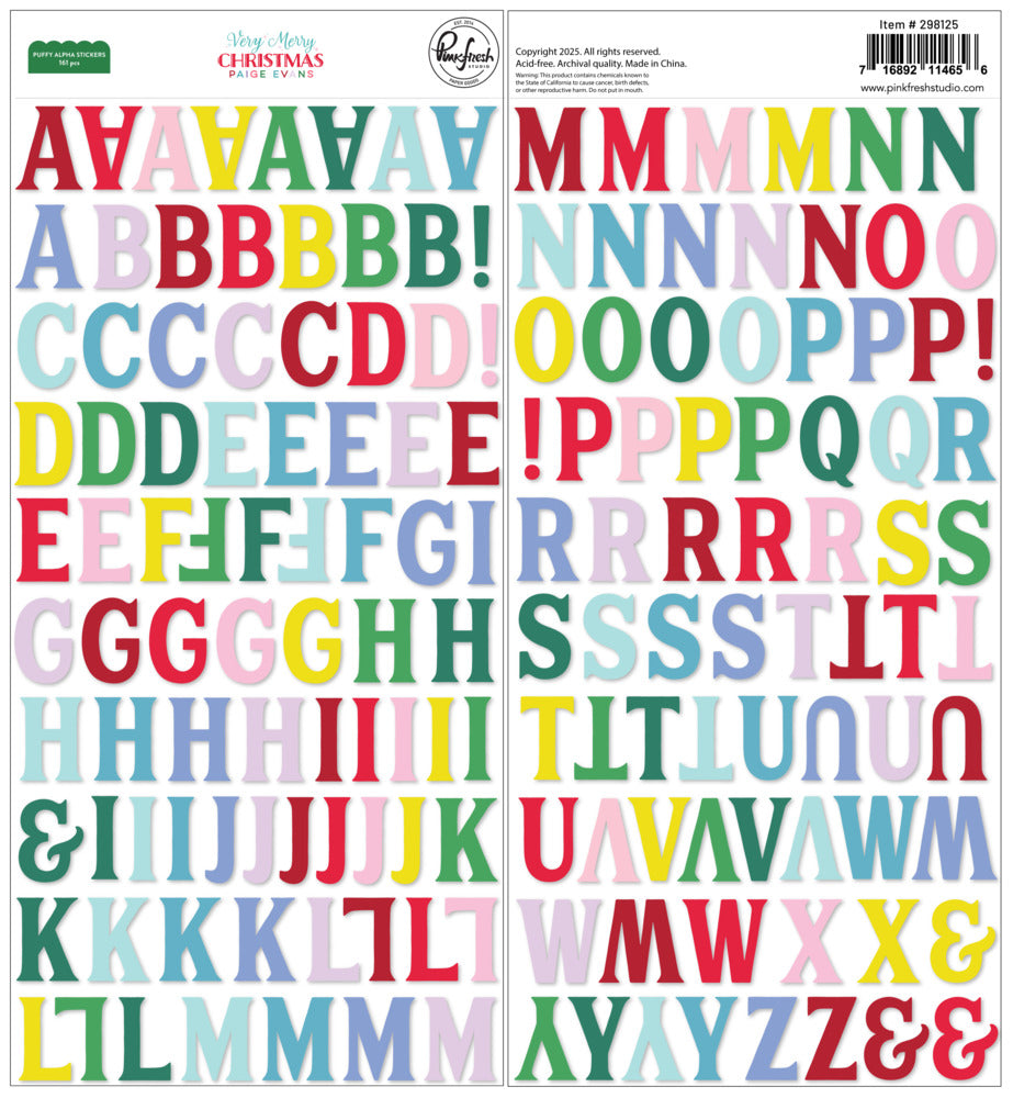 Pinkfresh - Very Merry Christmas - Puffy Alpha Stickers