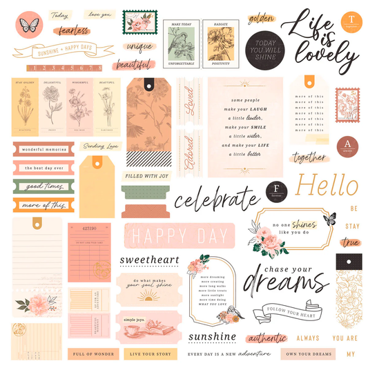 Rosie's Studio - Golden Afternoon - Sentiments Ephemera Pack