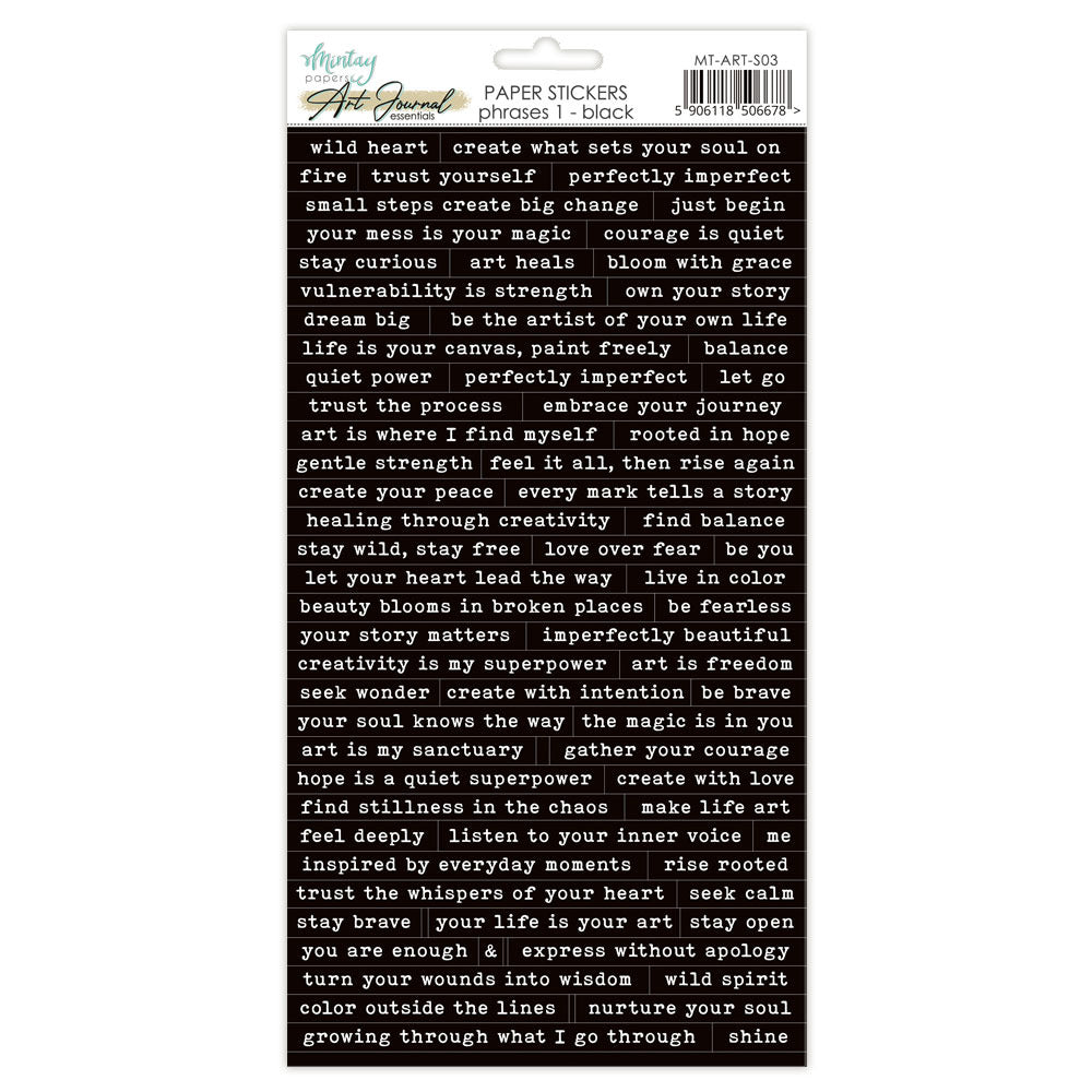 Mintay - Art Journal Paper Stickers - Phrases 1: Black