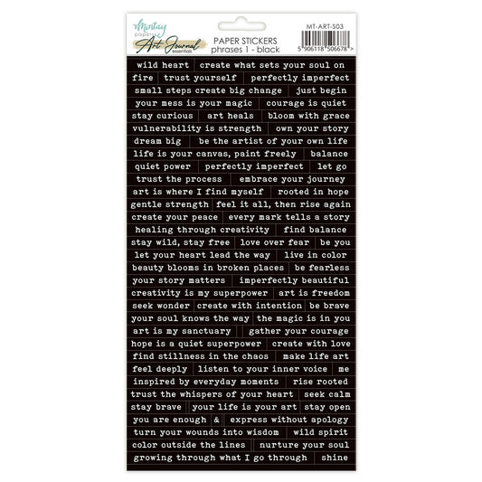 Mintay - Art Journal Paper Stickers - Phrases 1: Black