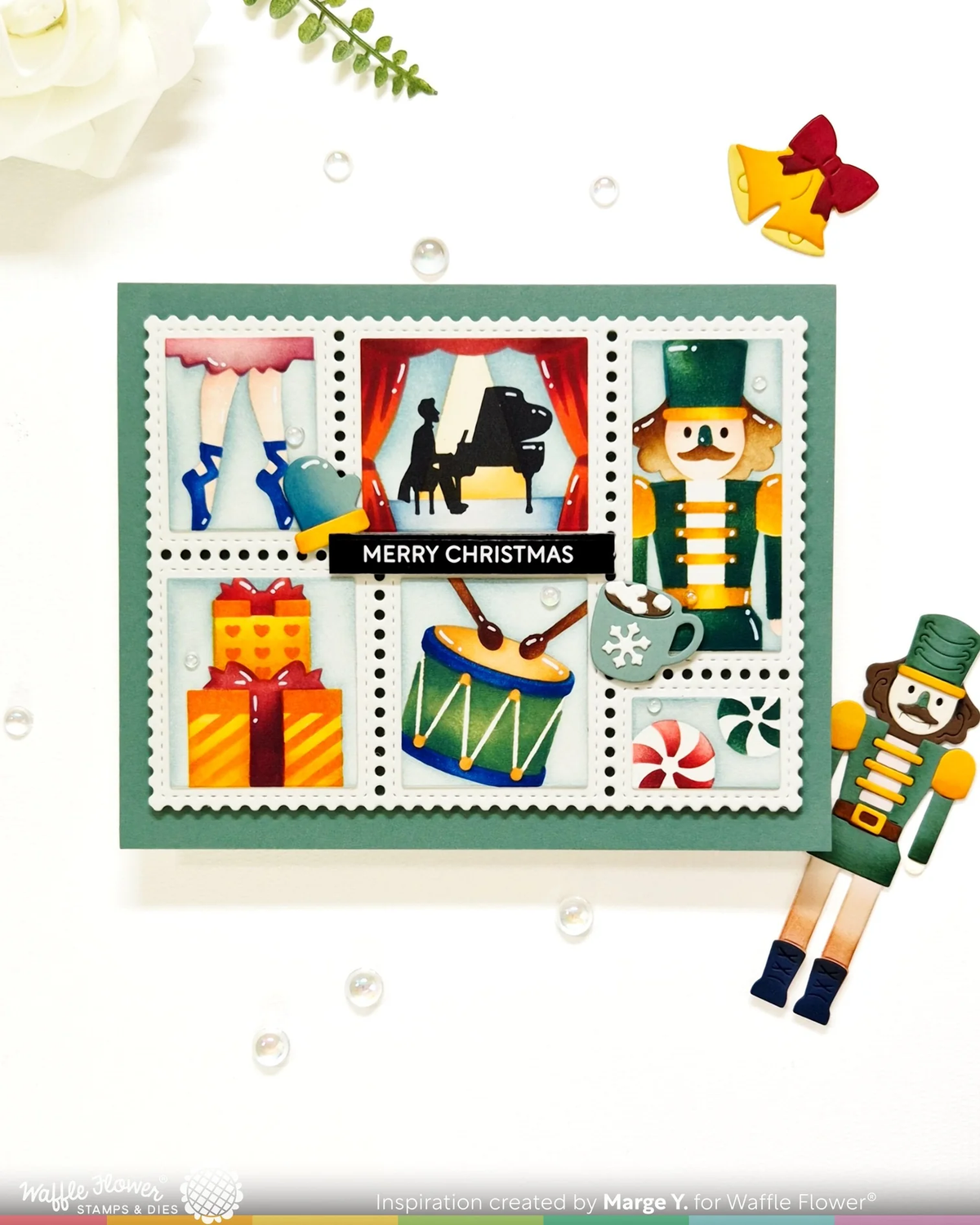 Waffle Flower - Postage Collage - Nutcracker Stencil