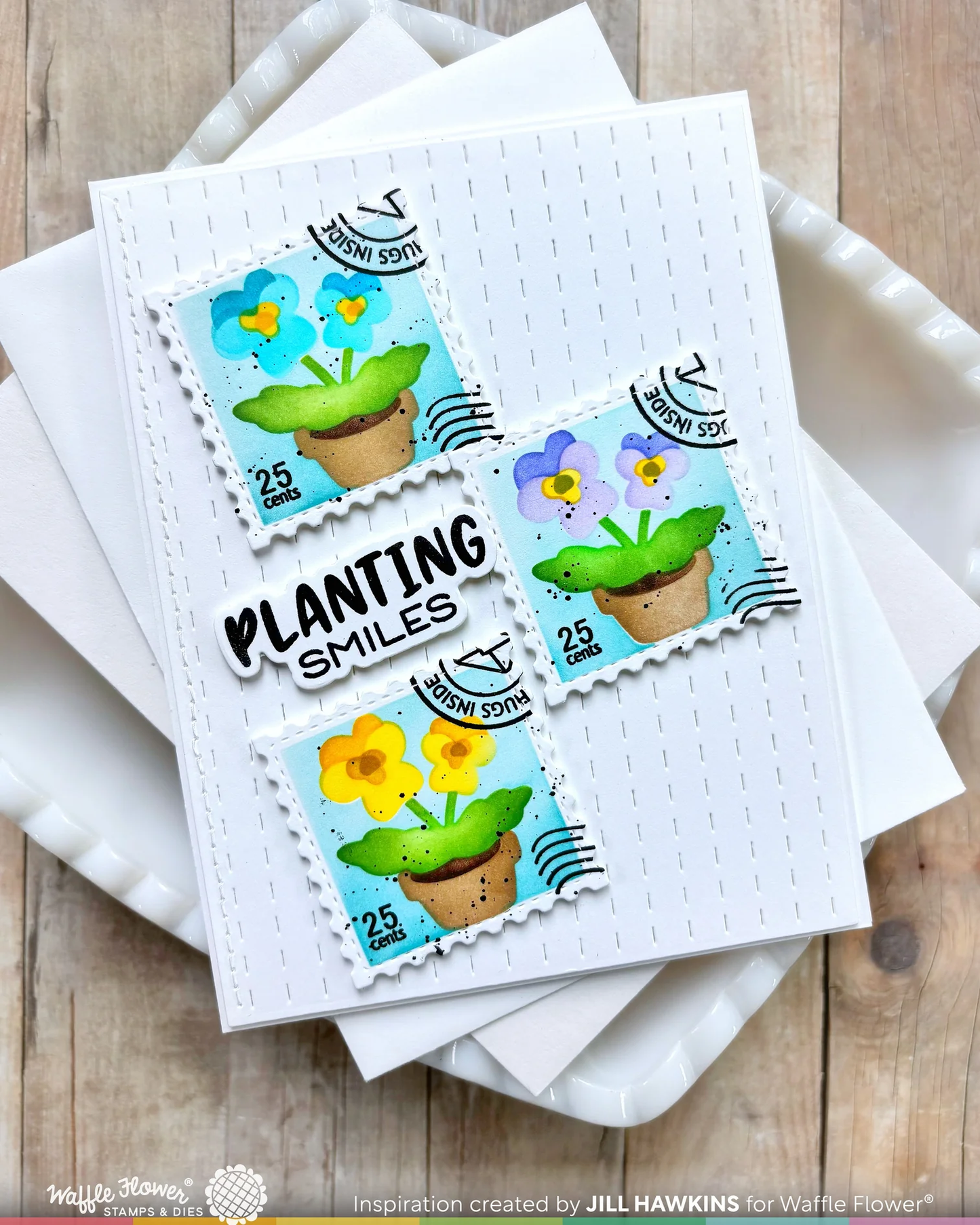 Waffle Flower - Square Collage - Pansy Stencil