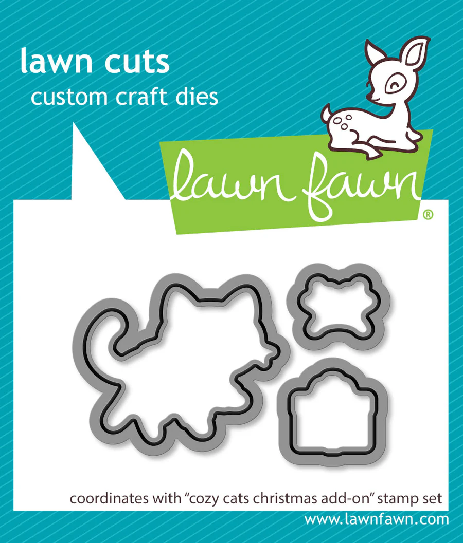 Lawn Fawn - Cozy Cats Christmas Add-On Stamp, Die and Stencil Bundle