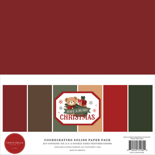 Carta Bella - Have a Beary Christmas - Solids Paper Pack