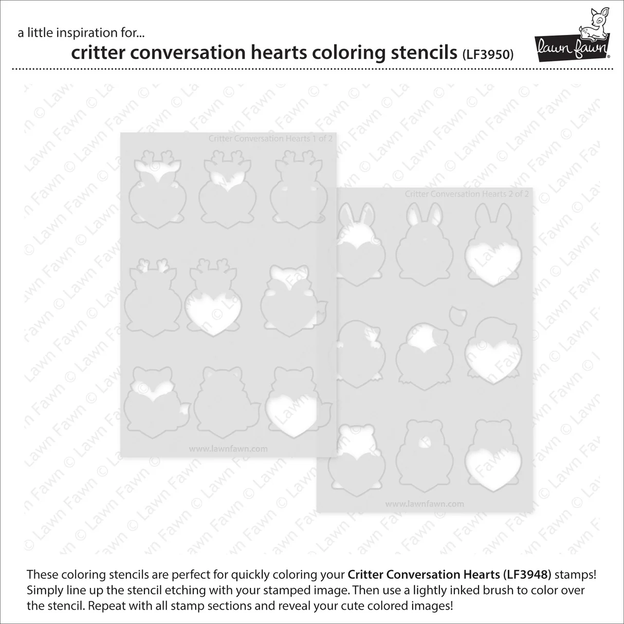 Lawn Fawn - Critter Conversation Hearts Stamp, Die & Stencil Bundle