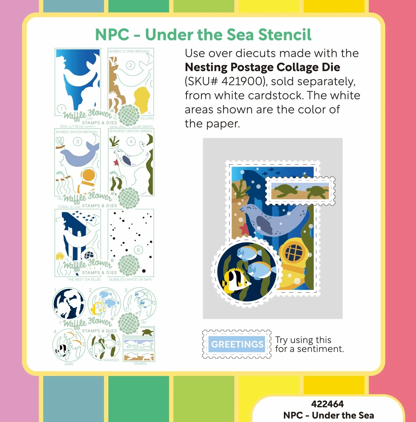Waffle Flower - Nesting Postage Collage - Under the Sea Stencil Set