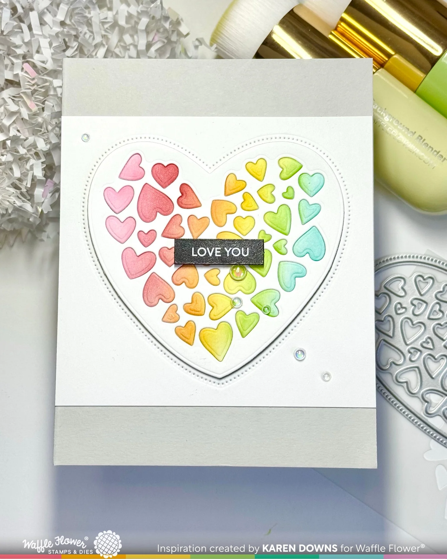 Waffle Flower - Inlaid Hearts Die-n-stencil & Stamp Bundle