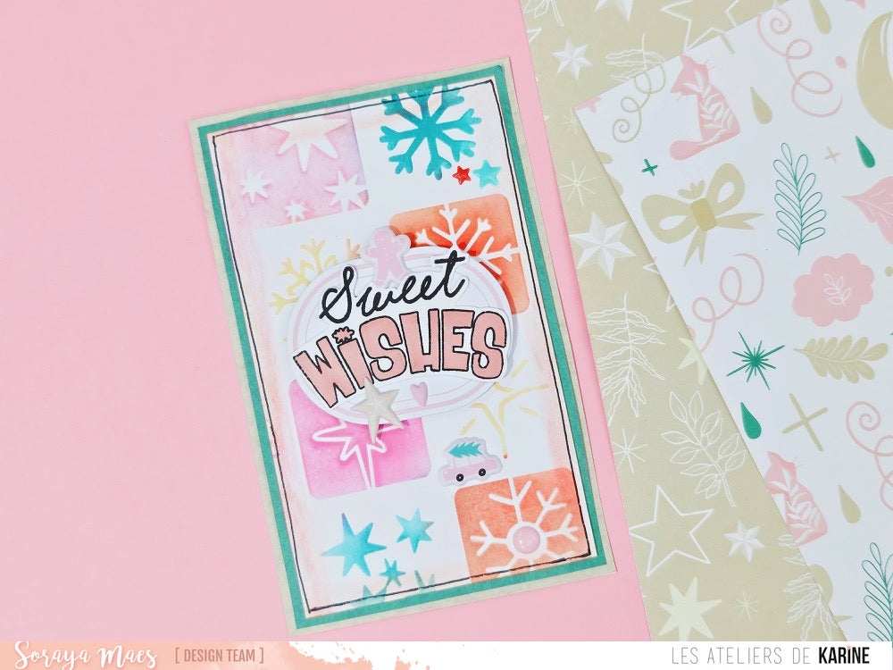 Les Ateliers de Karine - Carnet Enchante - Etoiles Givrées Stencil