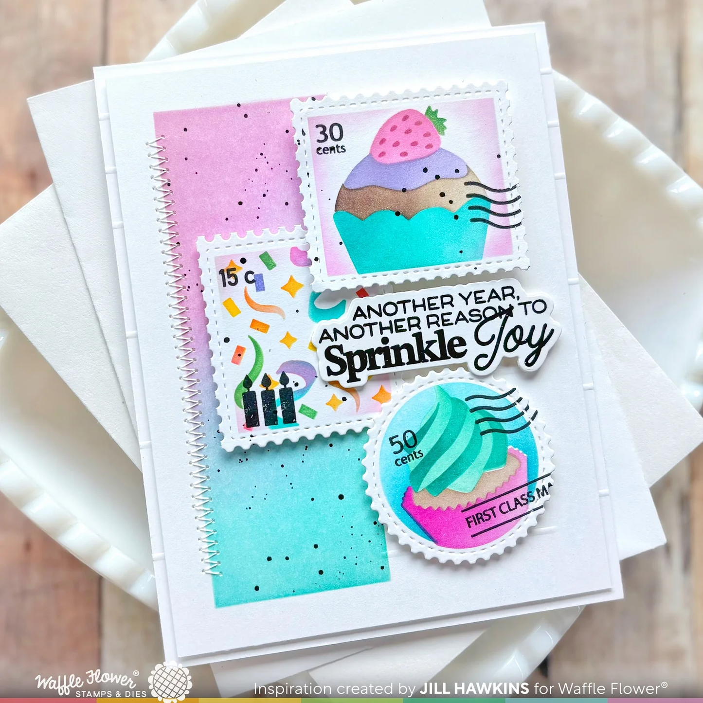 Waffle Flower - Sweet Birthday Sentiments Stamp & Die Bundle