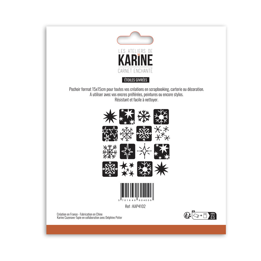 Les Ateliers de Karine - Carnet Enchante - Etoiles Givrées Stencil