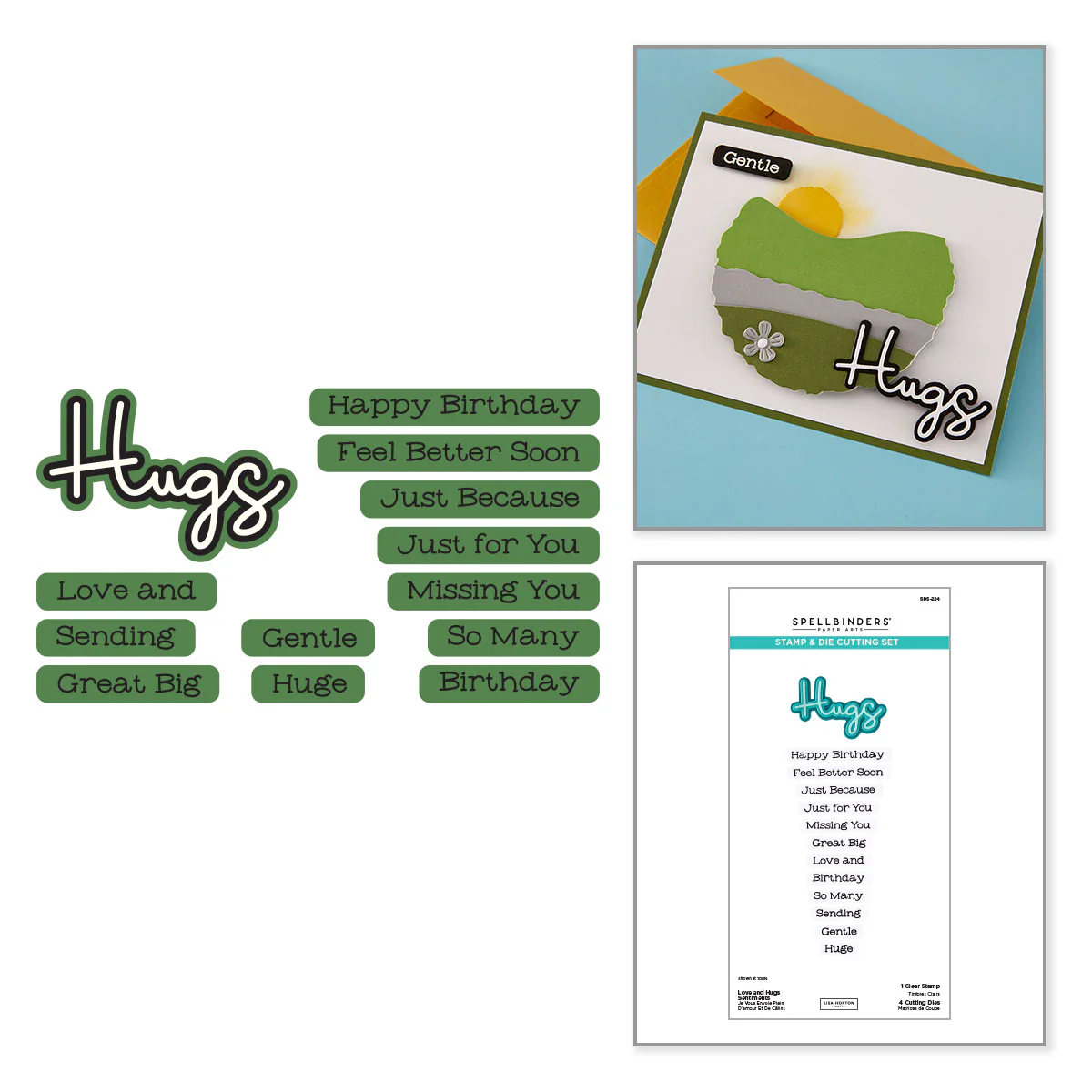 Spellbinders - Love and Hugs Sentiments Stamp & Die Bundle