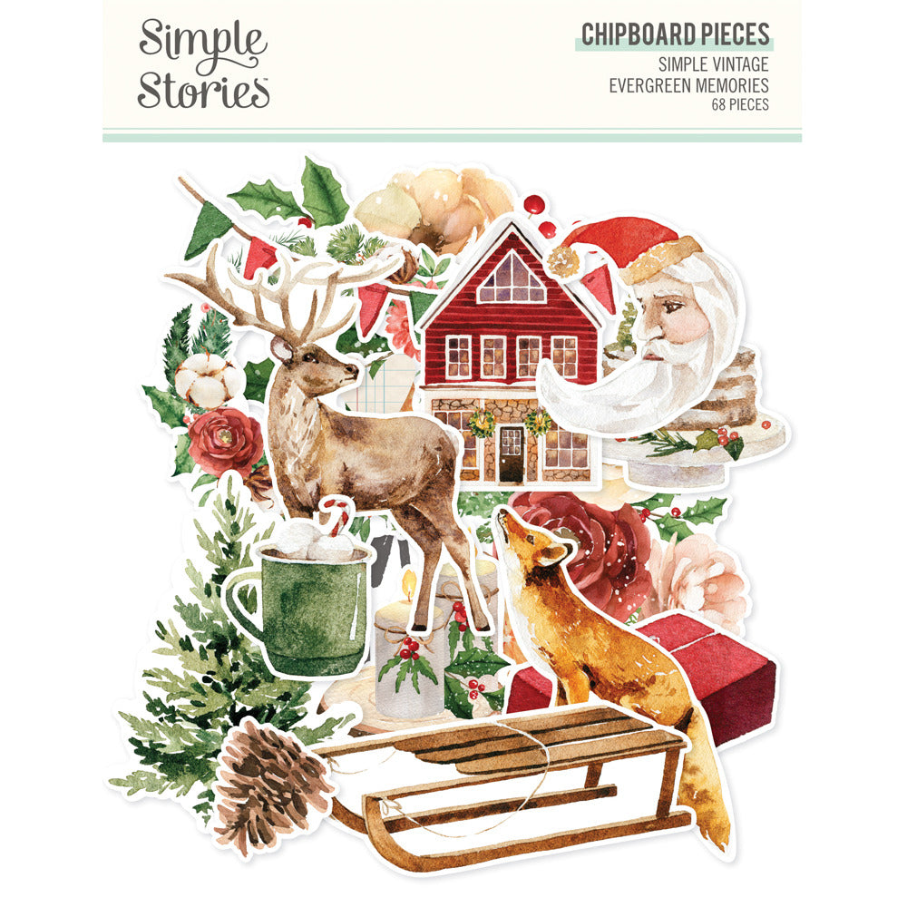 Simple Stories - Simple Vintage Evergreen Memories - Chipboard Pieces