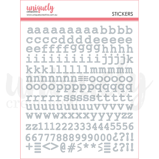 Uniquely Creative - Puffy Alpha Stickers - Silver