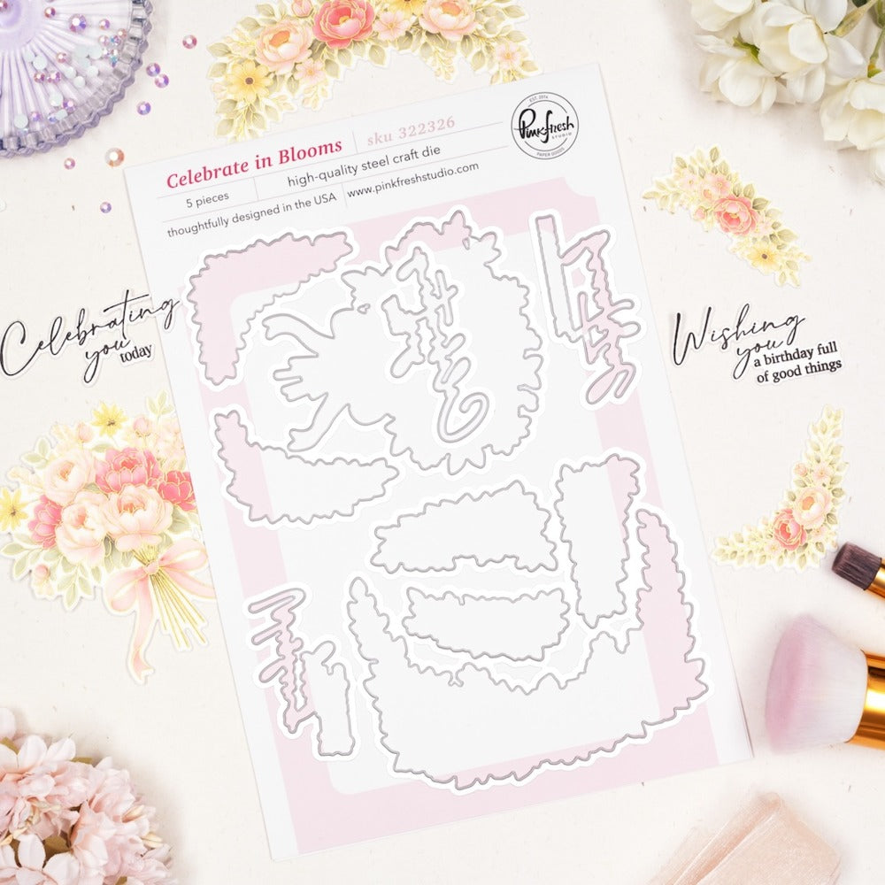 Pinkfresh - Celebrate in Blooms - Stamp & Die Bundle