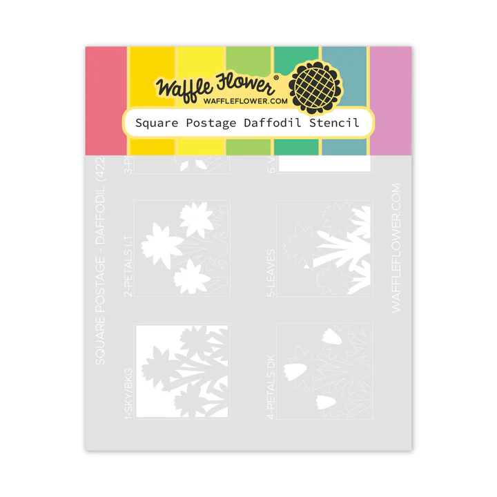 Waffle Flower - Square Postage - Daffodil Stencil