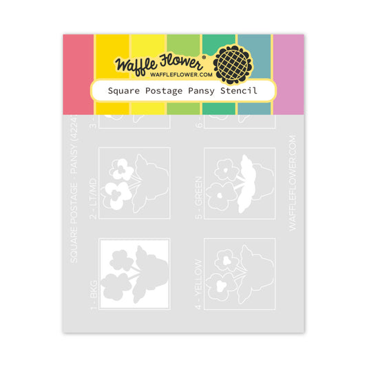 Waffle Flower - Square Collage - Pansy Stencil