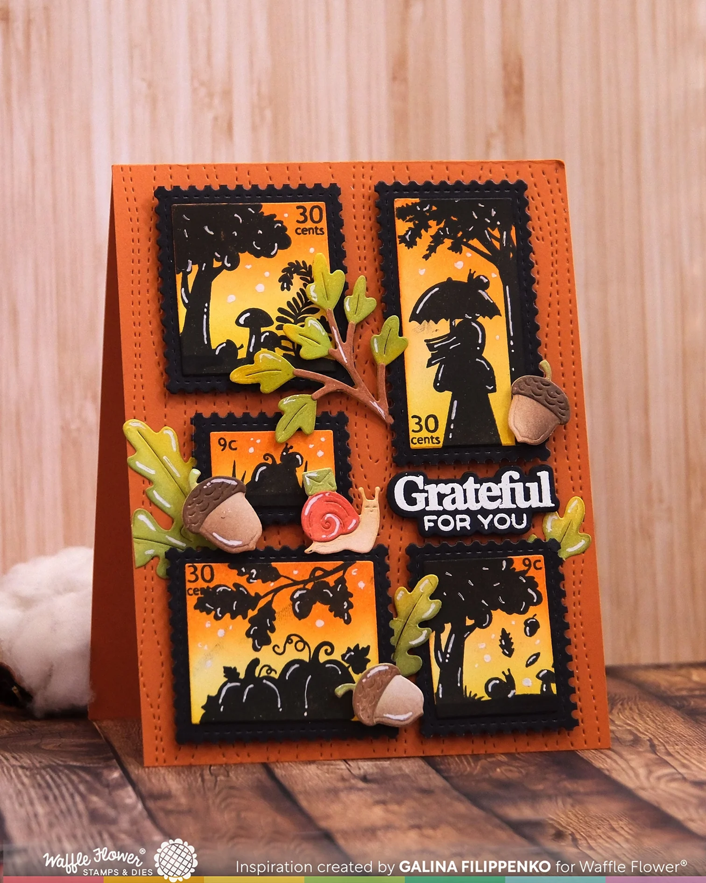 Waffle Flower - Postage Collage - Autumn Sunset Stamp Set