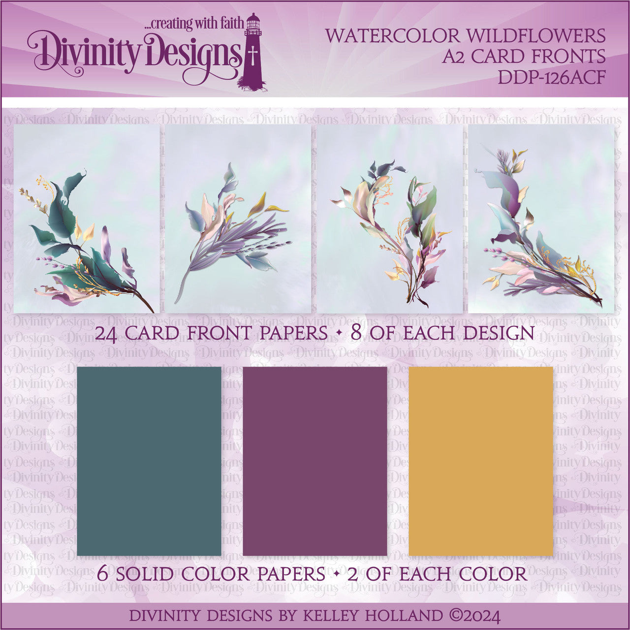 Divinity Designs - A2 Card Fronts - Watercolor Wildflowers
