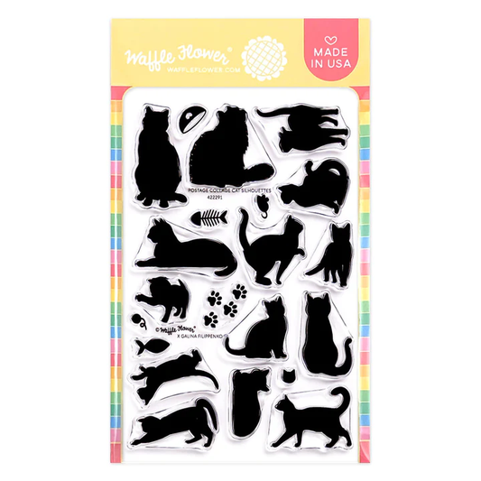 Waffle Flower - Postage Collage - Cat Silhouettes Stamp Set