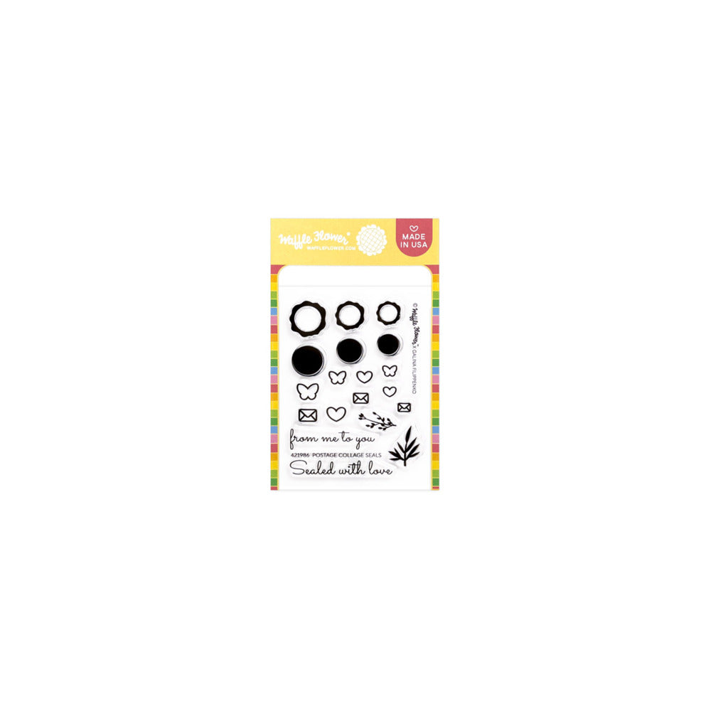 Waffle Flower - Postage Collage - Mini Seals Stamp & Die Bundle