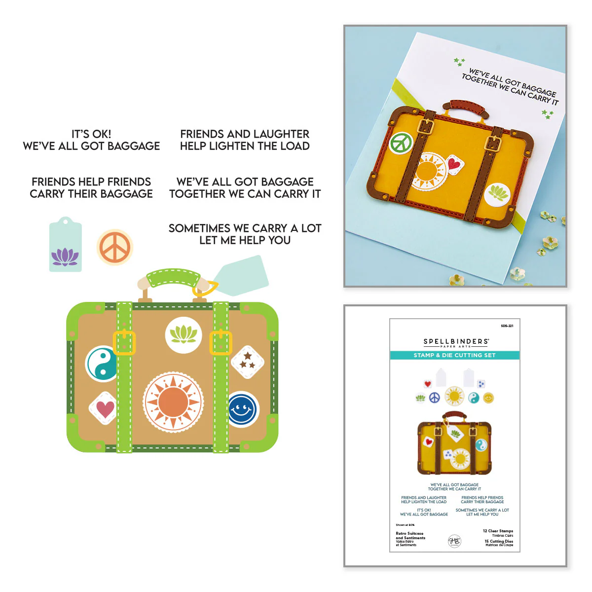 Spellbinders - Retro Suitcase and Sentiments Stamp & Die Bundle