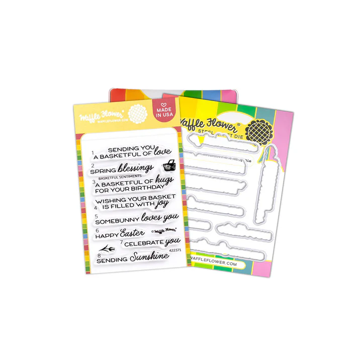 Waffle Flower - Basketful Sentiments Stamp & Die Bundle
