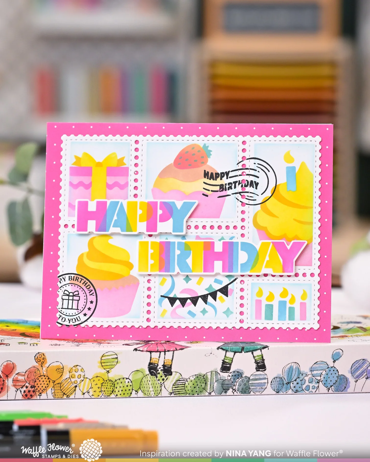 Waffle Flower - Overlapping Happy Birthday Die-n-stencil Bundle