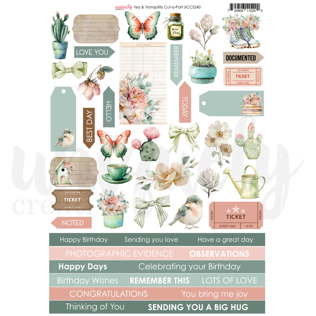 Uniquely Creative - Tea & Tranquility - Cut-A-Part Sheet