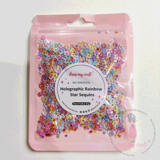Dress My Craft - Holographic Rainbow Star Sequins