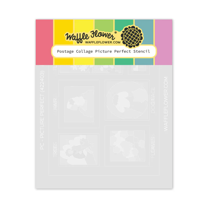 Waffle Flower - Postage Collage - Picture Perfect Stencil Set