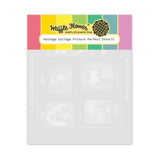 Waffle Flower - Postage Collage - Picture Perfect Stencil Set