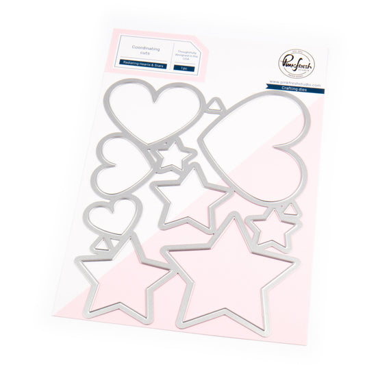 Pinkfresh - Radiating Hearts & Stars Stencil & Die Bundle