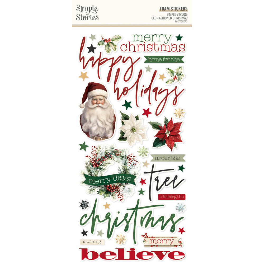 Simple Stories - Simple Vintage Old-Fashioned Christmas - Foam Stickers