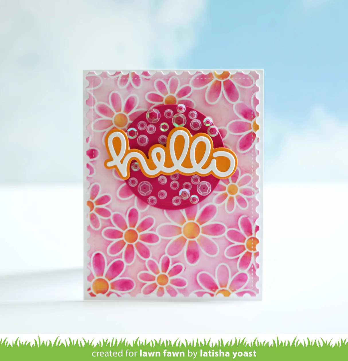 Lawn Fawn - Daisy Bloom Outline Background Stencil