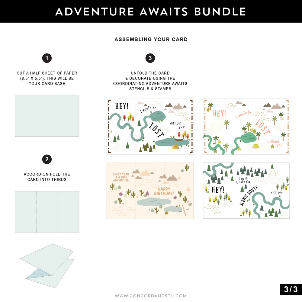 Concord & 9th - Adventure Awaits Stamp, Die & Stencil Bundle