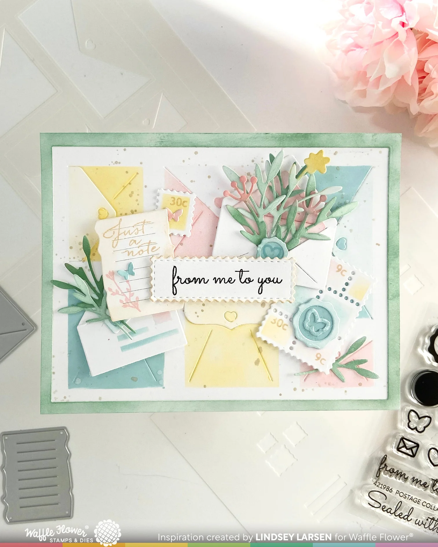 Waffle Flower - Postage Collage - Mini Seals Stamp & Die Bundle