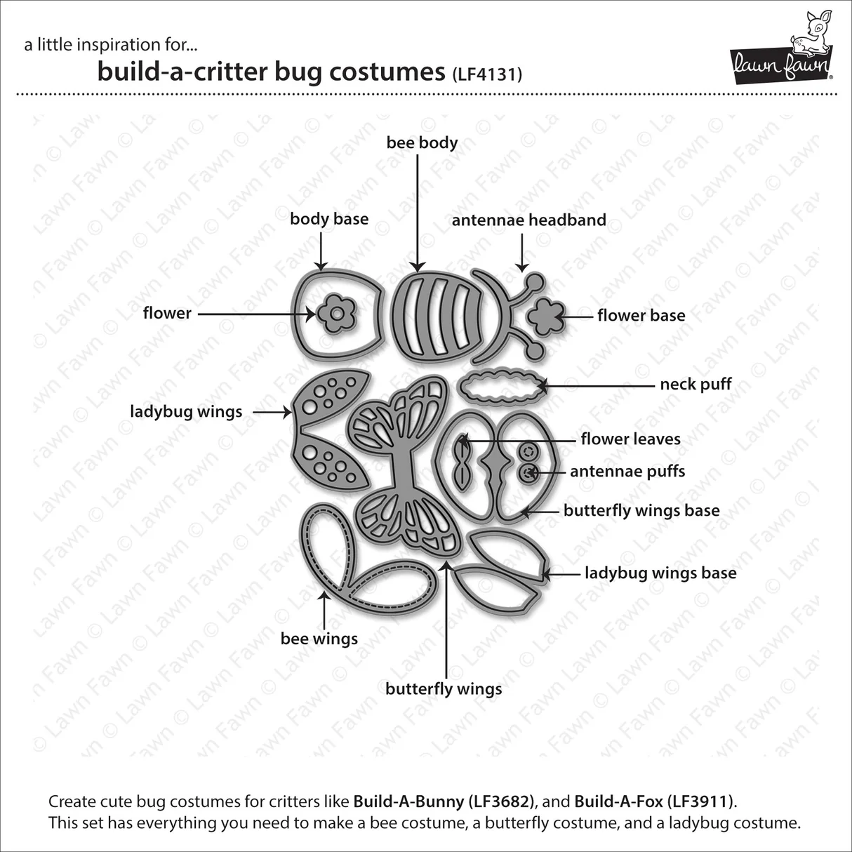 Lawn Fawn - Build-A-Critter Bug Costumes Die Set