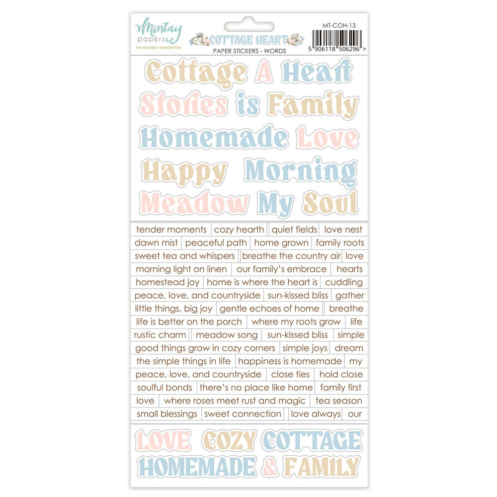 Mintay - Cottage Heart - Words Sticker Sheet