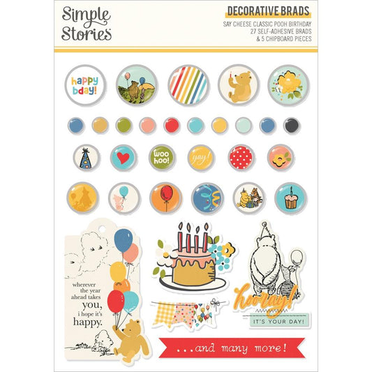 Simple Stories - Say Cheese Classic Pooh Birthday - Decorative Brads