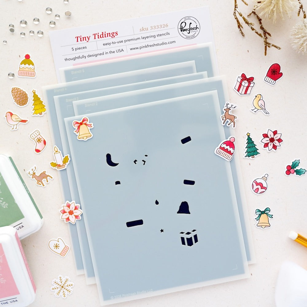 Pinkfresh - Tiny Tidings - Stencil Set