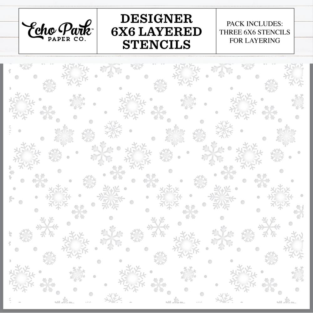 Echo Park - Winter Snowflake Sky Layered Stencil Set