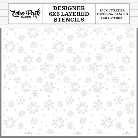 Echo Park - Winter Snowflake Sky Layered Stencil Set