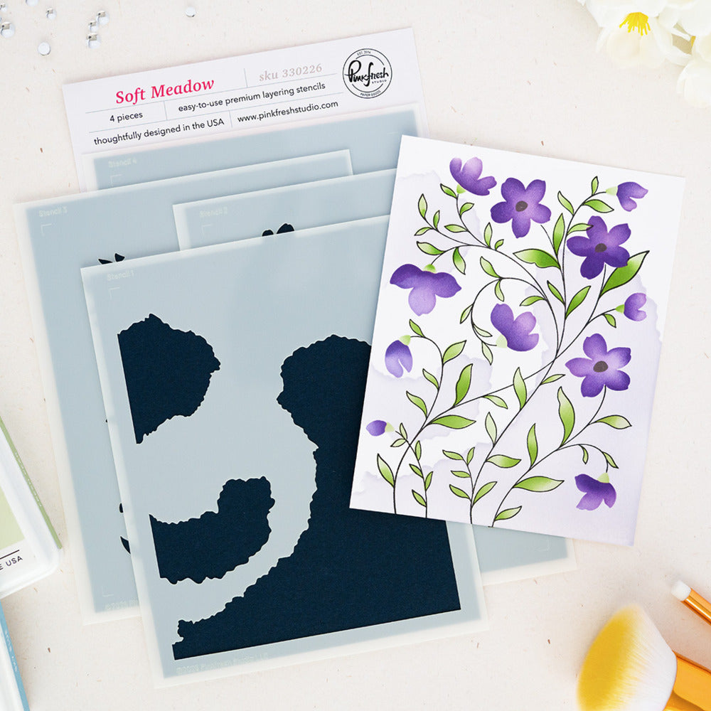 Pinkfresh - Soft Meadow Stamp & Stencil Bundle