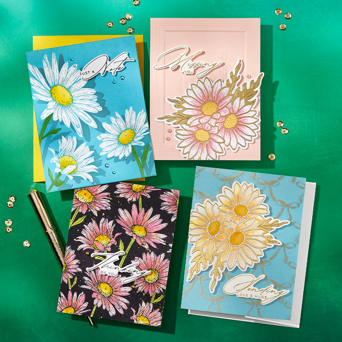 Spellbinders - BetterPress - Diasy Shower Press Plate & Stencil Bundle