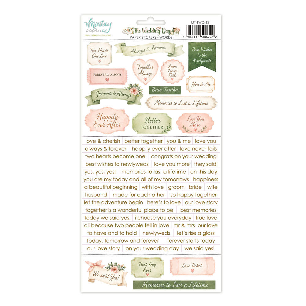 Mintay - The Wedding Day - Paper Stickers: Words