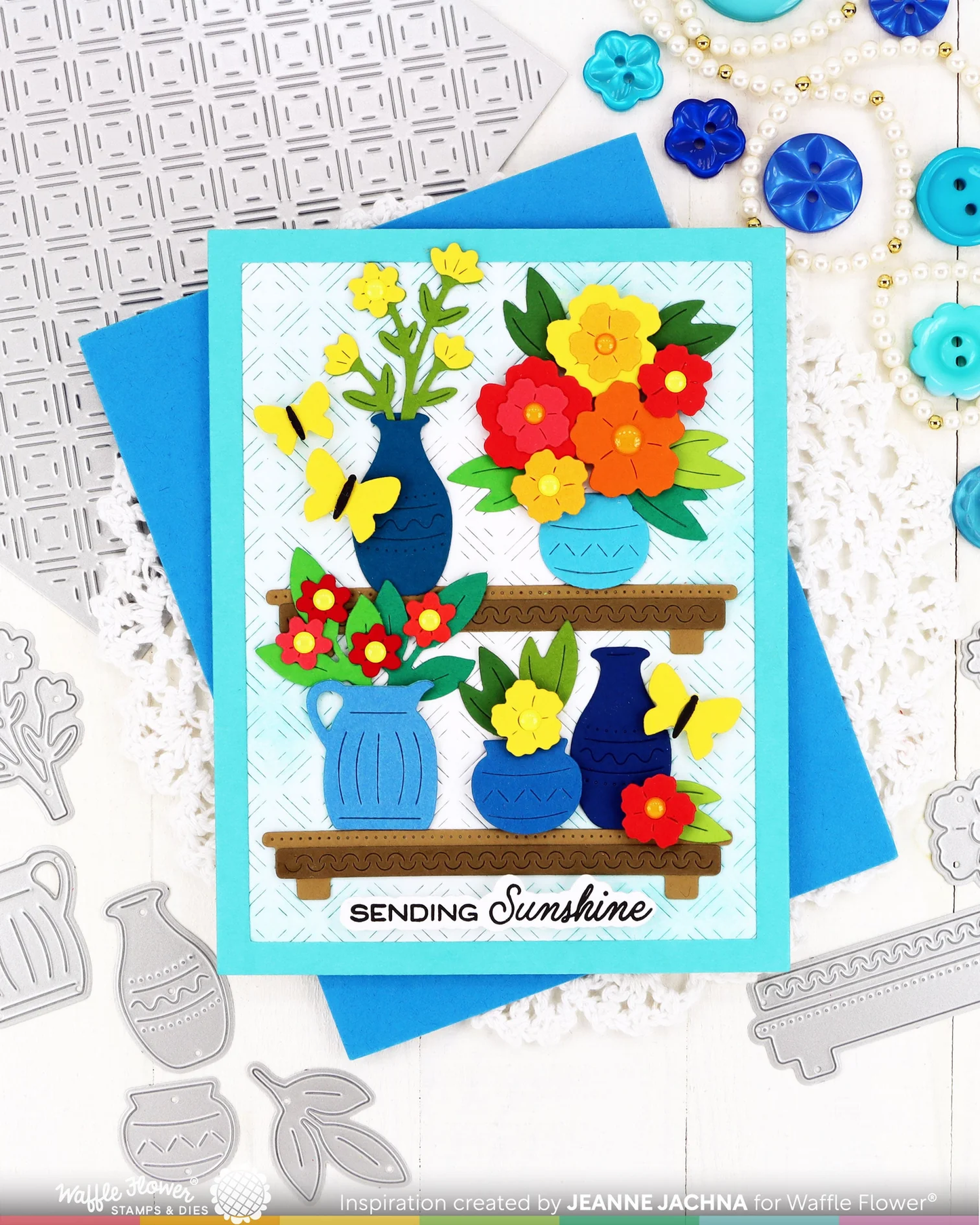Waffle Flower - Postage Collage - Floral Shelf Die Set