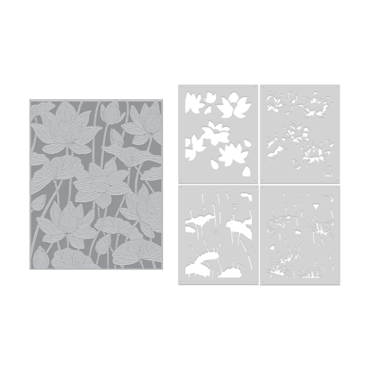 Hero Arts - Lotus Field Letterpress + Foil Plate & Stencil Bundle